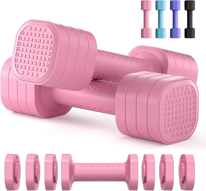 Zempox Adjustable Dumbbell Set of 2, 4 in 1 Free Weights Dumbbells Set for Women, Hand Weights for Women at Home, Each 2lb 3lb 4lb 5lb with TPU Soft Rubber Handle for Home Gym Exercise Training - Image 1